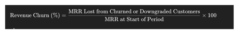 formula for Revenue Churn Rate