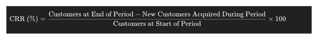 formula for Customer Retention Rate