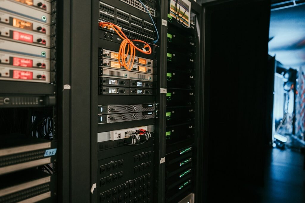 Server racks in a data center representing IT asset management and infrastructure inventory